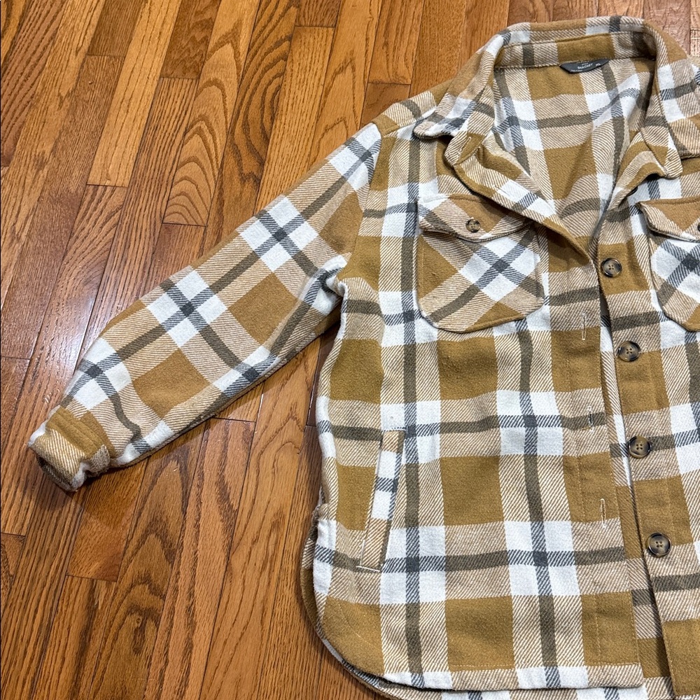 Mustard Plaid Button-Up Shacket - Picture 5 of 7